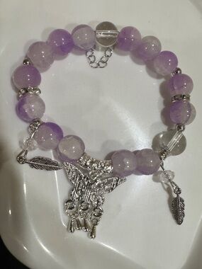 Lavender Beaded Charm Bracelet - Women's Jewelry